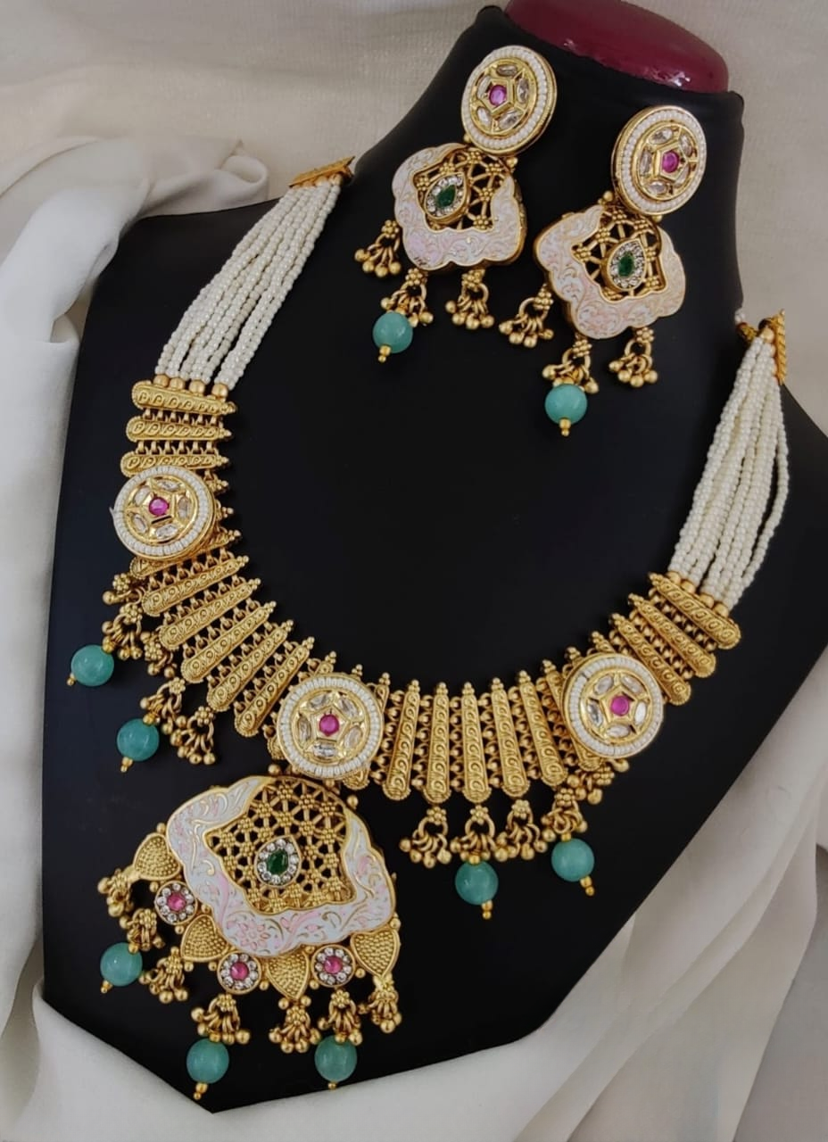 exquisite high gold antique necklace set - timeless elegance