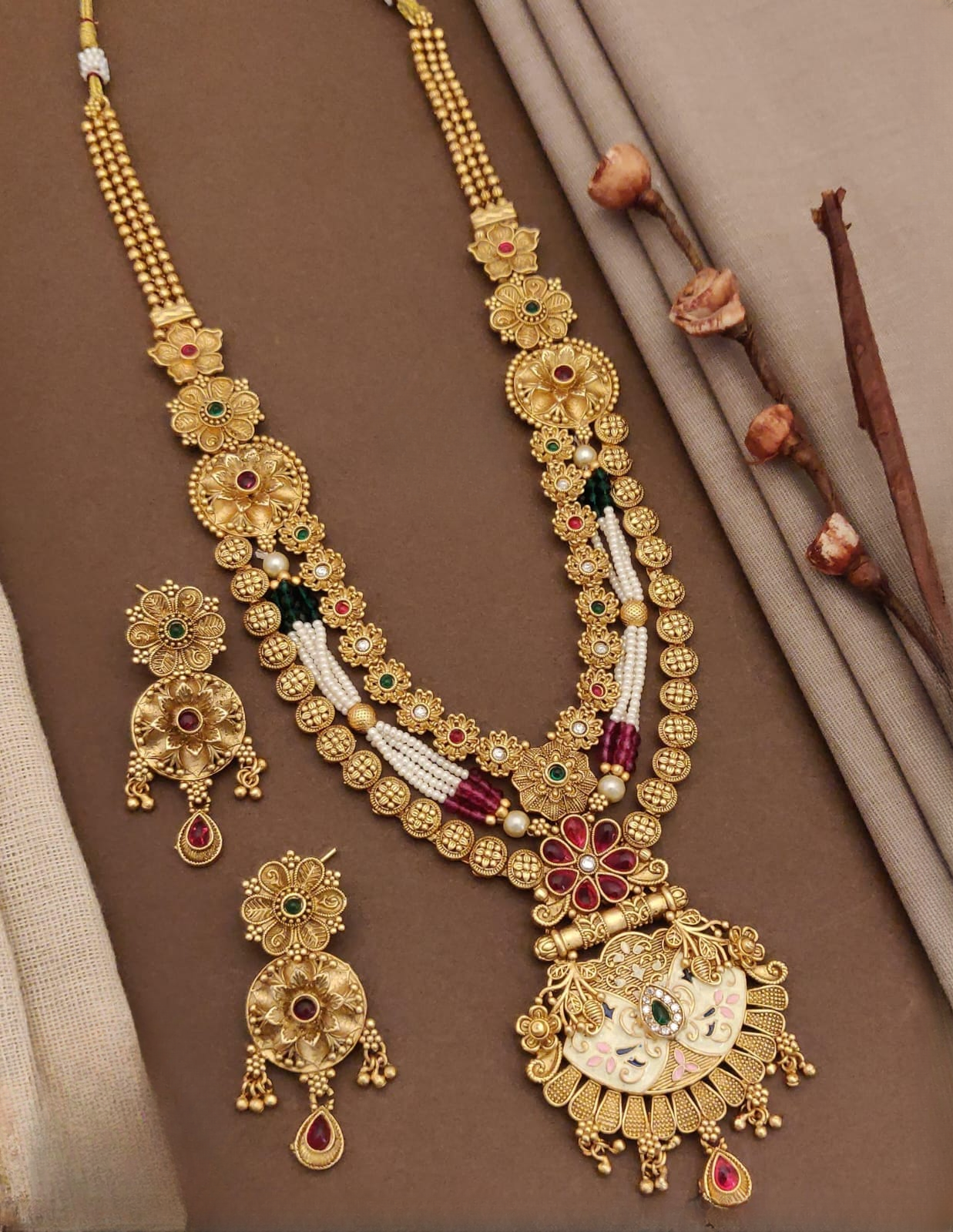 elegant long jewelry set with matching earrings - complete your look with sophistication