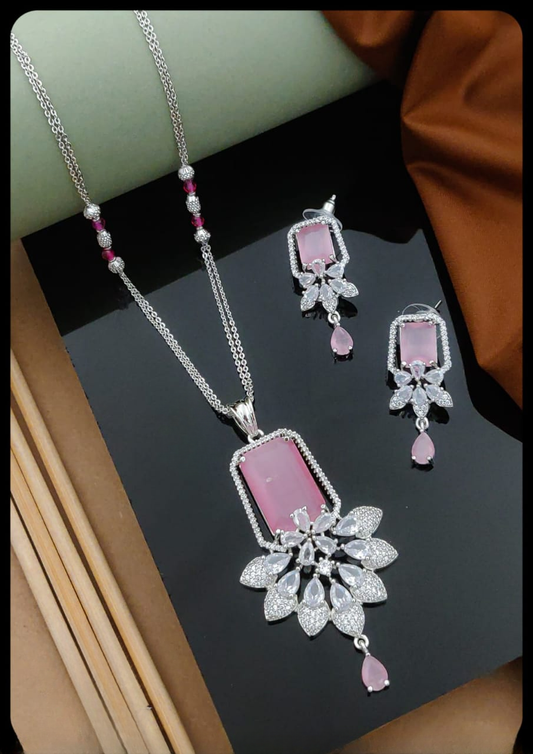 American Diamond Pendant Set with Earrings