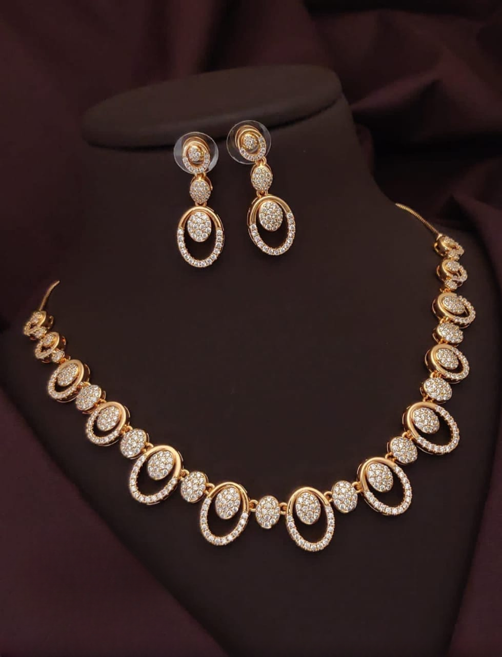 american diamond necklace with matching earrings