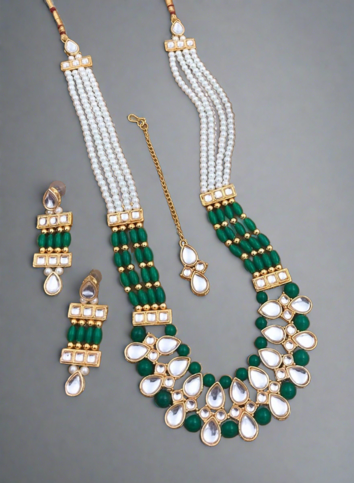 radiant crystal moti necklace set